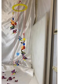 Resim Deprem Çanı Rüzgar Zili Feng Shui Koruyucu Ahşap El İşi Çocuk Odası Kelebek 