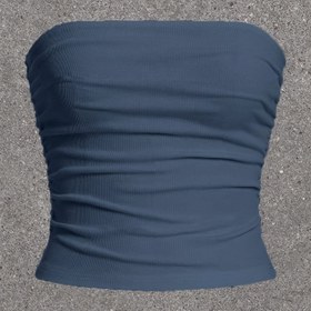 Resim Düz Renkli Büzgülü Tüp Üst, Bahar & Yaz için Rahat Kolsuz Askısız Kırpma Üst, Kadın Giyim 