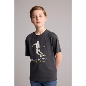 Resim DeFacto New Regular Fit Bisiklet Yaka Baskılı Kısa Kollu Tişört Erkek Çocuk H6367A826HS 