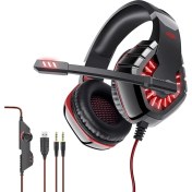 Resim Digital Computer Home Ovleng GT81 E-Spor Kulaklık Usb+2x3.5mm Kablolu Kulaklık Gürültü Azaltma Mikrofon Kulak Üstü LED Aydınlatma Oyun Kulaklığı-Siyah/kırmızı (Yurt Dışından) 