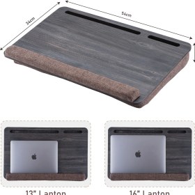 Resim Vigo Wood Minderli Laptop Sehpası 15.6" ve 17.3" Taşınabilir Notebook, Tablet ve Telefon Bölmeli Masa 