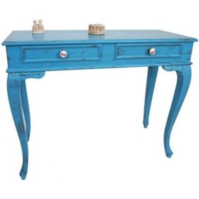 Resim 120 Cm Çekmeceli Mavi Eskitme Dresuar & Makyaj Masası Mavi 