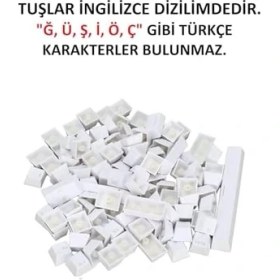 Resim Vuralsin38 Spelt 108 Tuş Renkli Mekanik Klavye Tuş Takımı Kapağı Keycap Beyaz Ingilizce Dizilimli 