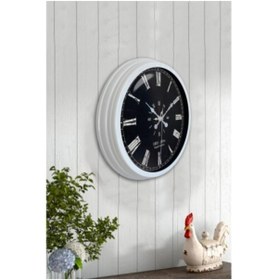 Resim Bahat Salon Ofis Duvar Saati Beyaz Alüminyum Metal Çerçeve 40 Cm 