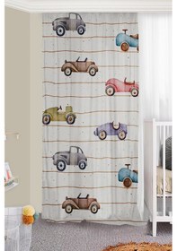 Resim Sevimli Arabalar Çift Kanatlı Çocuk Odası Fon Perde 