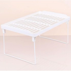 Resim Metal Ayaklı Mutfak Banyo Rafı, Tezgah Üstü Organizer, Dolap İçi Düzenleyici, Plastik Raf, Beyaz 34.50 X 21,5 X 14 Cm Büyük 