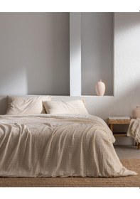 Resim Madame Coco Agnes Çift Kişilik Müslin İpliği Boyalı Lastikli Nevresim Takımı - Bej 8684427204207 Ekru 