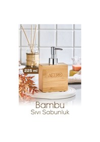 Resim Vienev Bambu Dikdörtgen Sıvı Sabunluk Krom Pompalı 225 Ml Çok Renkli 