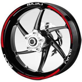 Resim Beyaz- Bajaj -Yazılı-3-Parçalı-Reflektif -Kırmızı -Jant-Şeridi 