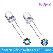 Resim 100 Adet 5mm Çok Renkli Yavaş/Hızlı Yanıp Sönen LED Diyot, Işık Veren 2 Pinli Şeffaf Yuvarlak Lens Elektronik Bileşeni 