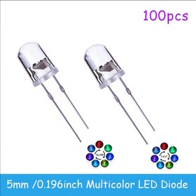 Resim 100 Adet 5mm Çok Renkli Yavaş/Hızlı Yanıp Sönen LED Diyot, Işık Veren 2 Pinli Şeffaf Yuvarlak Lens Elektronik Bileşeni 