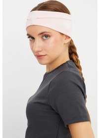 Resim Kadın Çift Taraflı Kullanım Alternatifli Pamuklu Penye Kaymaz Hafif Spor Saç Bandı Bandana - Tek Ebat / Pudra Pudra 
