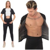 Resim Zayıflama Incelme Terleten Termal Takım Fermuarlı Ve Tayt Terleme Kıyafeti Termal Sauna Kıyafeti Siyah 