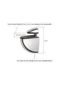 Resim 2 Adet Pelikan Cam Raf Tutucu Etejer Parlak Krom Metal Kırılmaz 