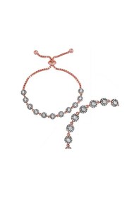 Resim Aya Diamond Gümüş Rose Elmas Montür Kadın Asansörlü Bileklik Rose 