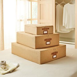 Resim 3'lü Jüt Destekli Hurç Set 31 X 38 X 12 + 45 X 55 X 18 + 55 X 70 X 18 Cm 