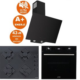 Resim Ferre Ve AFM Tech D077-SA + FM7700 + FM-BD2200 Kao Sessiz Turbo Dijital Siyah Ankastre Set 