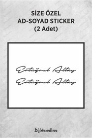 Resim Bidolumatbaa Size Özel Ad Soyad İmza 20x3 Cm / İmza Etiket / Araç Sticker / Motor Sticker (2 Adet) 