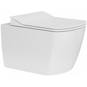 Resim Creavit Elegant Rim-off Duroplast Yavaş Kapanan Klozet Kapaklı İnci Mat Beyaz Set 