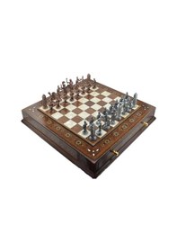 Resim Gifthome Metal Satranç Takımı-seti battal yunan antik sedefli k.c 