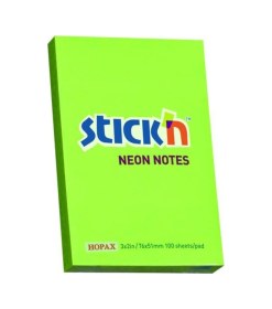 Resim Stickn 76x51mm Yapışkanlı Not Kağıdı Neon Yeşil 100 Yaprak 12 Paket 21163 
