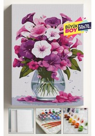 Resim Sayılarla Boyama Seti Numaralı Tuval Fırça Boya Dahil Kasnaklı Set 50x70 Cm - Yakamoz Çiçeği 