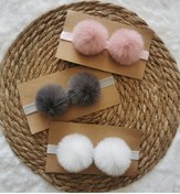 Resim Kız Bebek 3'lü Peluş Ponpon Bandana Seti 