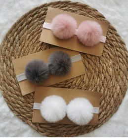 Resim Kız Bebek 3'lü Peluş Ponpon Bandana Seti 