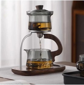 Resim Otomatik Manyetik Borosilikat Demlik Seti Renkli 