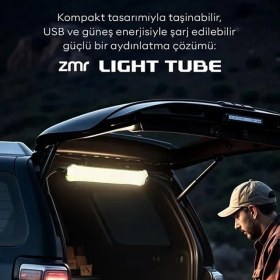 Resim Zmr ZMR-385 Katlanır Şişirilebilir Beyaz Ledli Aydınlatma Tüpü USB ve Güneş Enerjisi Şarjlı Armatür 