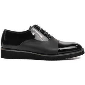 Resim Fosco 6590 Siyah Rugan Hakiki Deri Erkek Casual Ayakkabı 001 