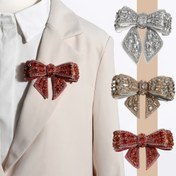 Resim 1 adet Elegant Hanım Moda Papyon, Parlak Rhinestone Vurgular, Polyester Dokuma, Parti ve Akşam Etkinlikleri için Mükemmel, Çamaşır Yapılmamalıdır 