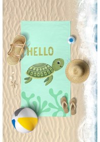 Resim Sevimli Kaplumbağa Dijital Baskılı 70x140 Cm Çocuk Plaj Havlusu 