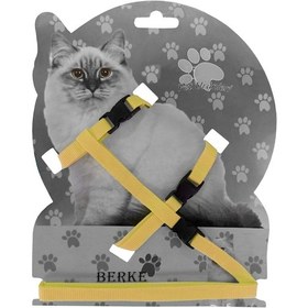 Resim Markapet Gezdirme Kayışlı Dokuma Kedi Göğüs Tasma Seti 20 x 32-120 CM Sarı 