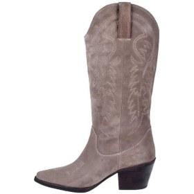 Resim Pullman Hakiki Deri İşlemeli Western Kadın Çizme Plm-011 Vizon Süet Vizon Süet 