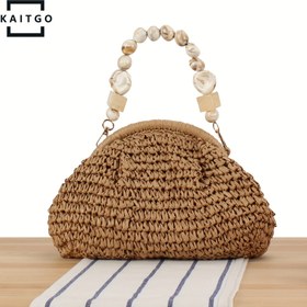 Resim Moda Kadınlar için Saman Tarzı Dokuma Clutch Çanta - Hafif Yüksek Kaliteli Kağıt Malzeme, Tokalı Kapatma & Polyester Astar, Seyahat, Tatil, Günlük Boş Zamanlar İçin Düz Renkli Basit Tasarım (Haki/Gül Kırmızısı/Bej/Pembe/Yeşil/Mavi), Sevimli Cüzdan, Seyahat Aksesuarı, Minimalist Aksesuar, Dayanıklı Omuz Askısı 