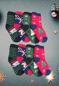 Resim Leement socks Çocuk Yılbaşı Deseli Havlu Kışlık Çorap 8 Çift 