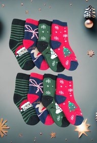 Resim Leement socks Çocuk Yılbaşı Deseli Havlu Kışlık Çorap 8 Çift 