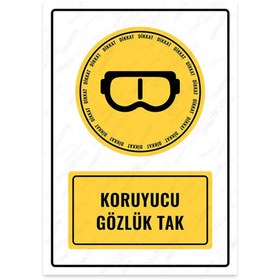 Resim KanvasSepeti Koruyucu Gözlük Tak Uyarı Folyo Etiket Baskı (21,6×30,3CM) Sticker 