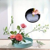 Resim Dikey Çizgili Şeffaf Plastik Çiçek Düzenleme Tabanı - Güvenli Sap Yerleşimi için Dayanıklı Zen Tarzı Çin-Japon Çiçek Tasarımı Aracı, Çiçek Sergilerini Geliştirir, Buket Malzemeleri, Japon Stili Dekor, Açık Yapı 
