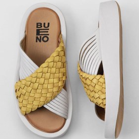 Resim Bueno Shoes Sarı Beyaz Deri Kadın Dolgu Topuklu Terlik 01wu4624 