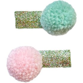 Resim POMPOM WOOL DUO BARETTE - MINT 