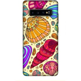 Resim Zipax Deste Samsung Galaxy S10 Plus Kılıf Deniz Kabuğu Baskılı Desenli Silikon Kılıf A++-8036 