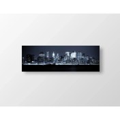 Resim Deniz Çerçeve Gece Şehir Gökdelen Tablosu-Çerçevesiz - 120X40 