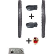 Resim Bisiklet 26 Iç Dış Lastik Seti Ön Arka Takım- (Dış 26X1,95 - Iç 26X1.75-2.125) Hedye Tzmanya Sticker 