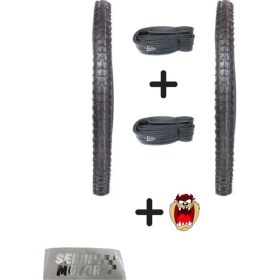Resim Bisiklet 26 Iç Dış Lastik Seti Ön Arka Takım- (Dış 26X1,95 - Iç 26X1.75-2.125) Hedye Tzmanya Sticker 