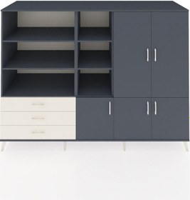 Resim Kronos Dolap 11 Raflı 3 Çekmeceli 5 Kapaklı 220x59x163 Antrasit-antrasit/aytaşı Antrasıt/aytası - Antrasıt 