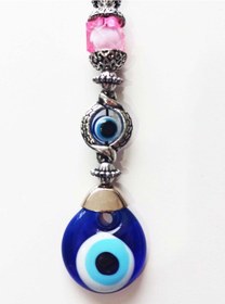 Resim Nazar Boncuklu Pembe Kristal Taşlı Anahtarlık 