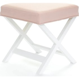 Resim Evka Ahşap Bench Puf Light - Krem 