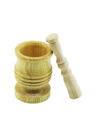 Resim Orta Boy Lüx Ahşap Havan Sarımsak Dövecek Ç: 7.3cm--d: 6.5cm--y: 10.5cm Fileli Ambalaj 5570 Sarı 